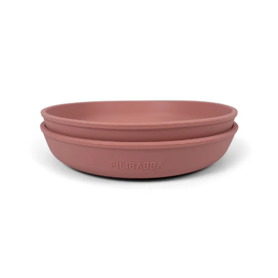 Farfurii din silicon cu ventuză, set de 2 bucăți, rose