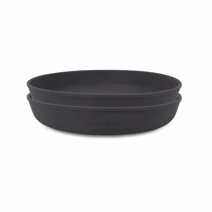 Farfurii din silicon cu ventuză, set de 2 bucăți, stone grey