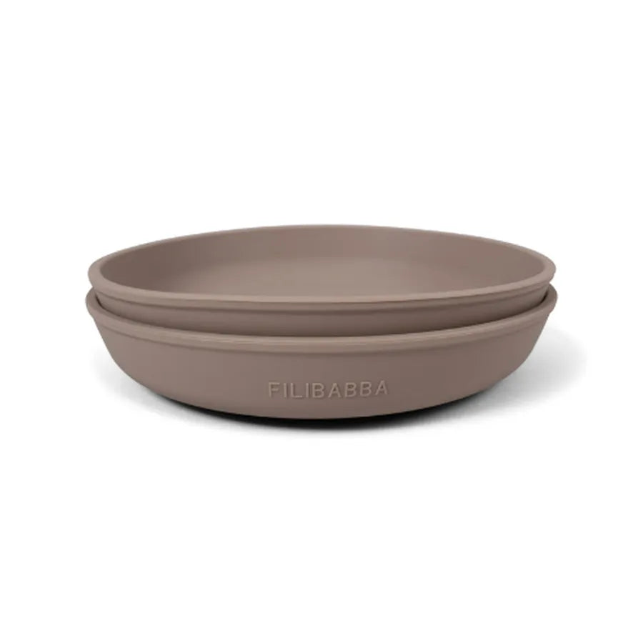 Farfurii din silicon cu ventuză, set de 2 bucăți, warm grey