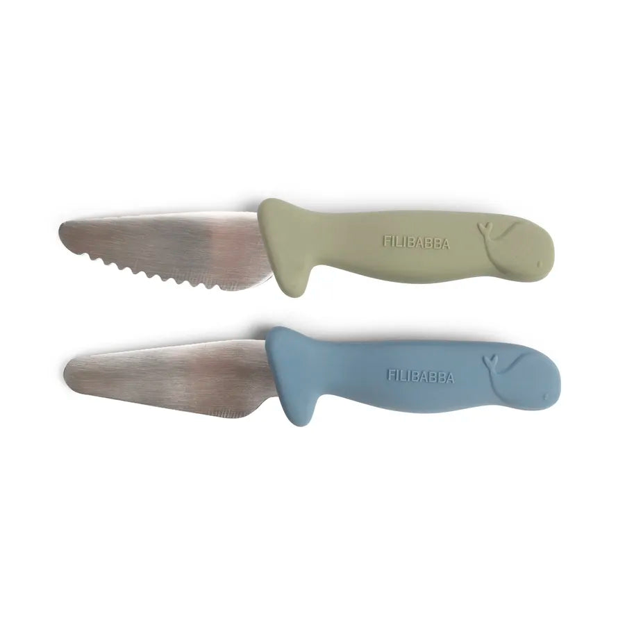 Cuțite de antrenament din silicon, set de 2 bucăți, powder blue / green