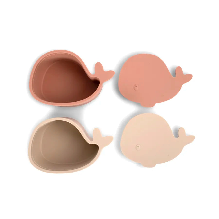 Cutie mini pentru gustări din silicon, set de 2 bucăți, Christian the Whale, blush