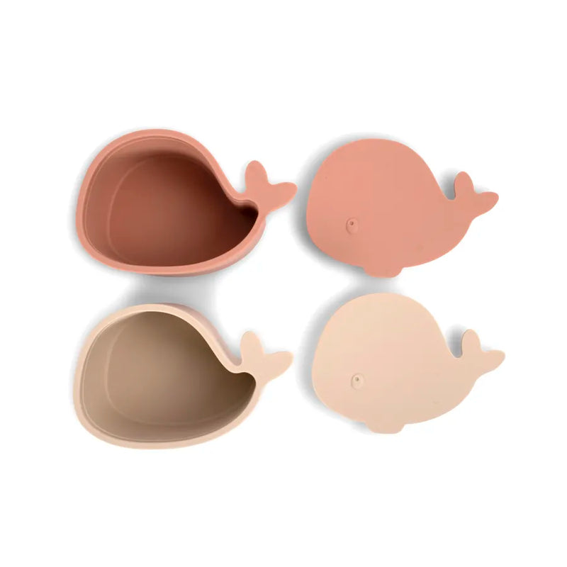 Cutie mini pentru gustări din silicon, set de 2 bucăți, Christian the Whale, blush