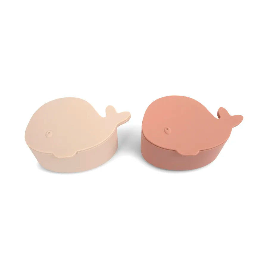 Cutie mini pentru gustări din silicon, set de 2 bucăți, Christian the Whale, blush