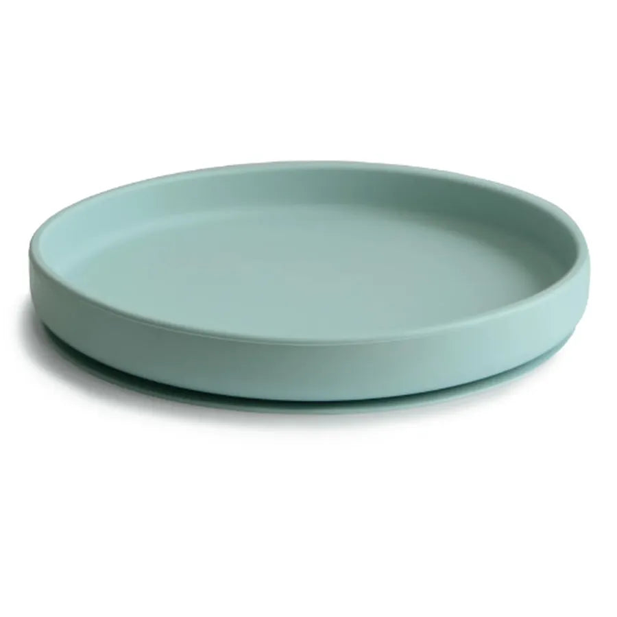 Farfurie clasică din silicon, cu ventuză, cambridge blue