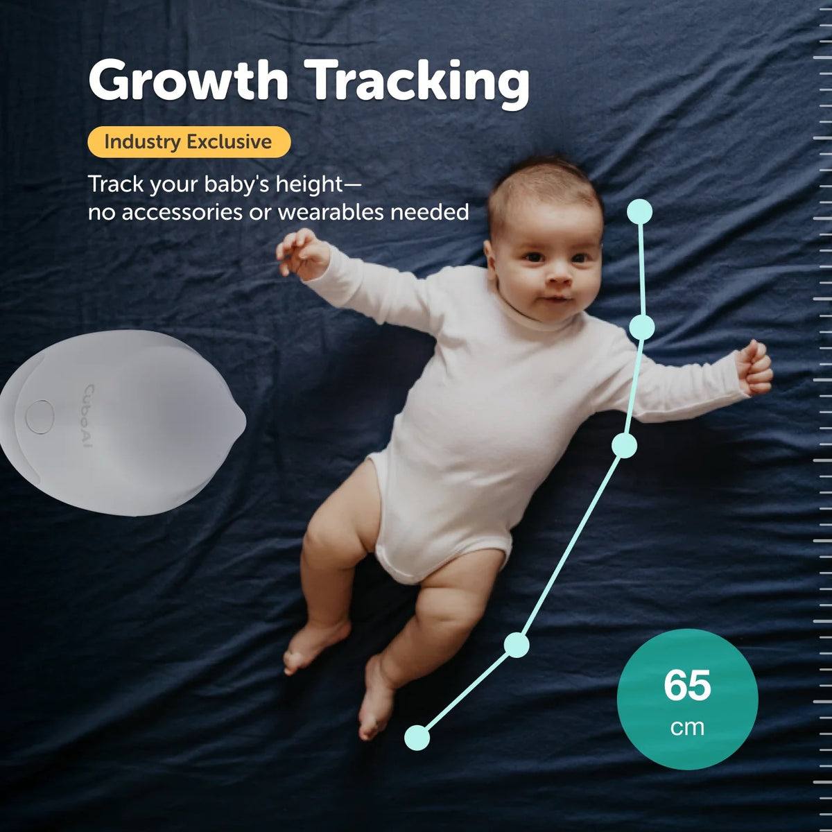 Dispozitiv inteligent WiFi de monitorizare video pentru bebeluși, CuboAi Smart Baby Monitor 3