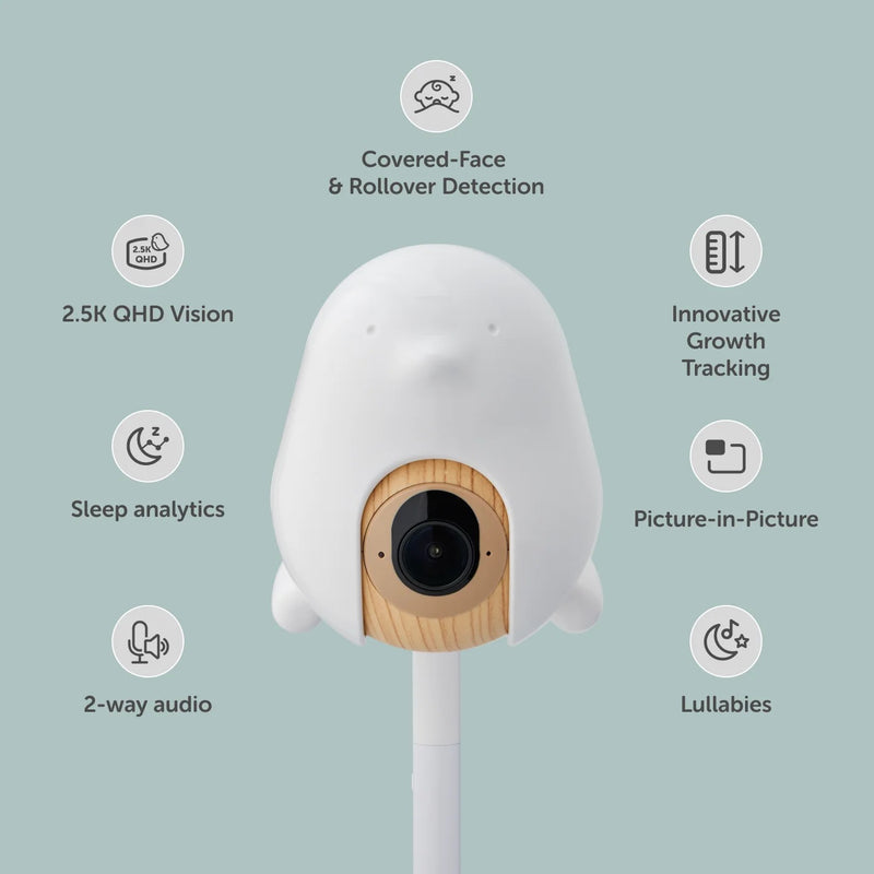 Dispozitiv inteligent WiFi de monitorizare video pentru bebeluși, CuboAi Smart Baby Monitor 3