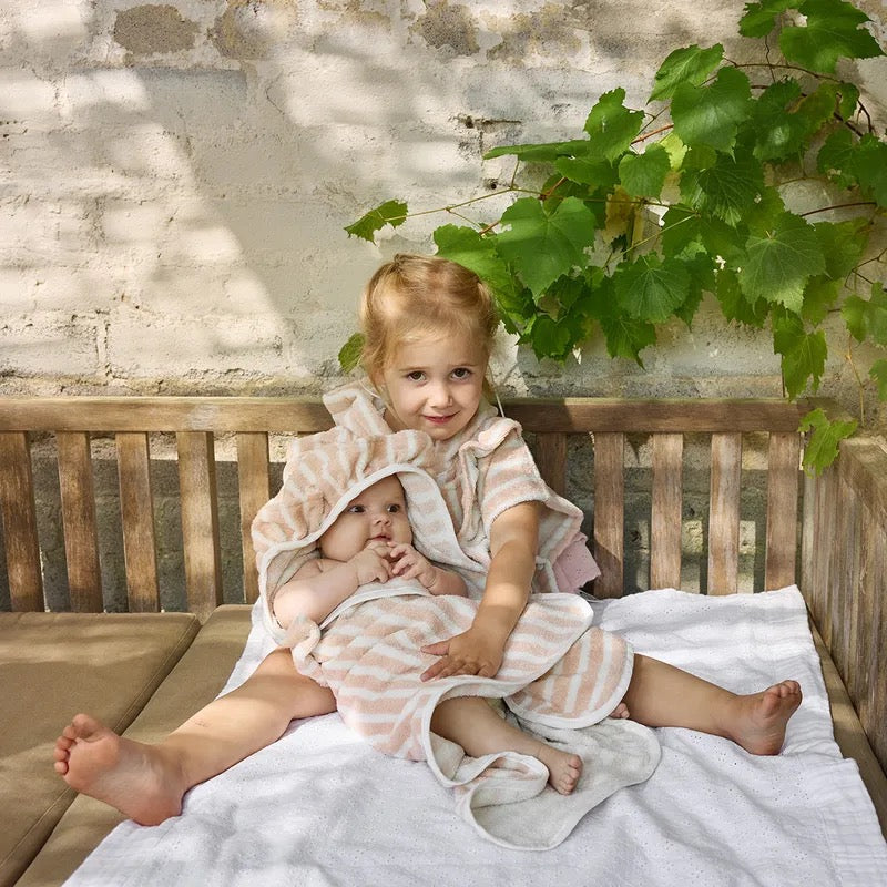 Halat pentru baie de tip poncho din bumbac, Candy Stripes