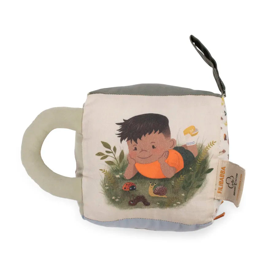 Jucărie senzorială din material textil, Cub, little wonders