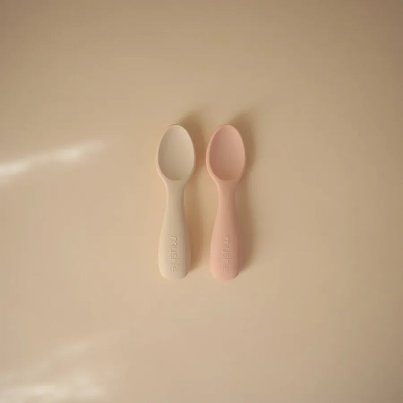 Lingurițe scurte din silicon, set de 2 bucăți, blush/shifting sand