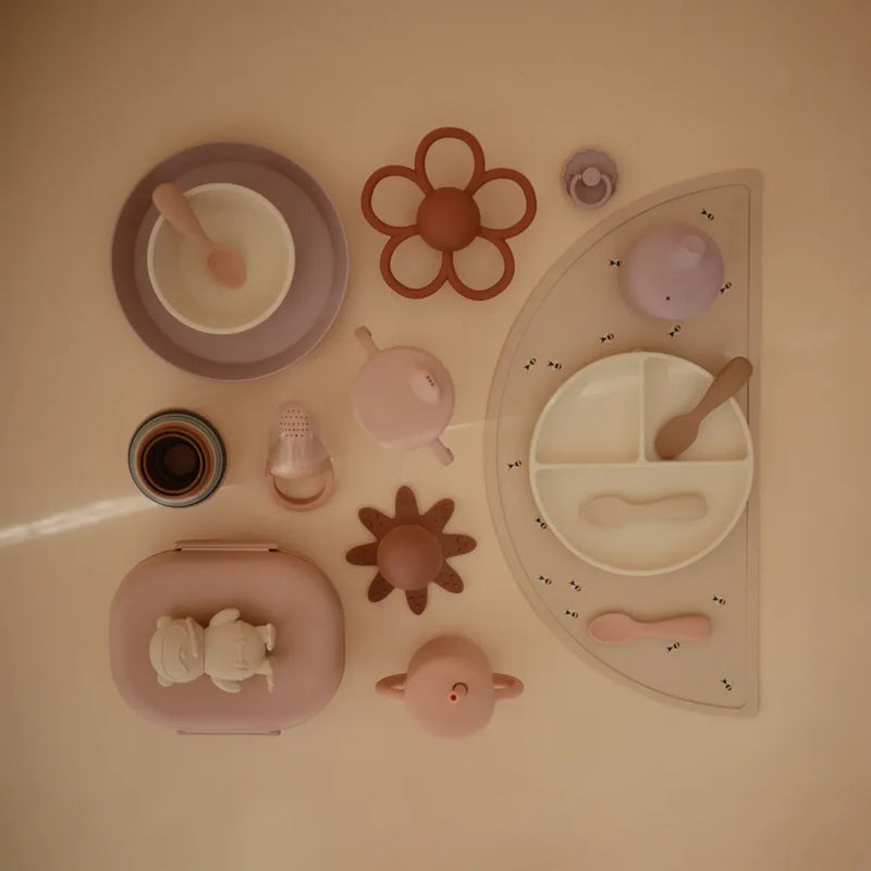 Lingurițe scurte din silicon, set de 2 bucăți, blush/shifting sand