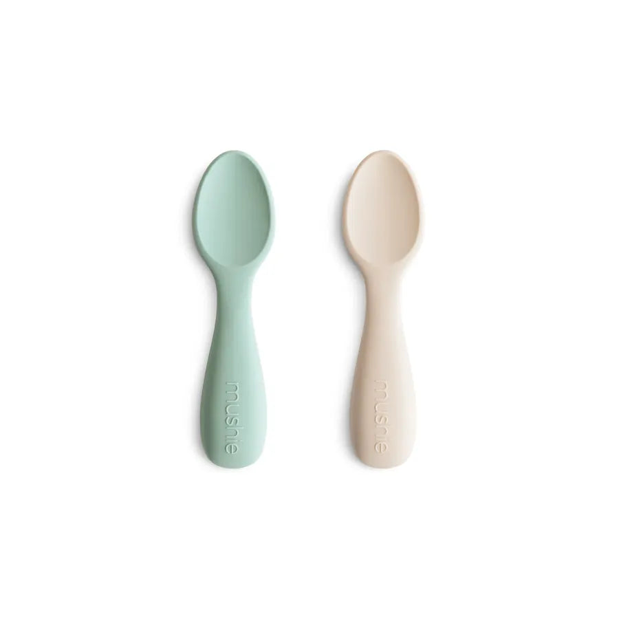Lingurițe scurte din silicon, set de 2 bucăți, cambridge blue/shifting sand