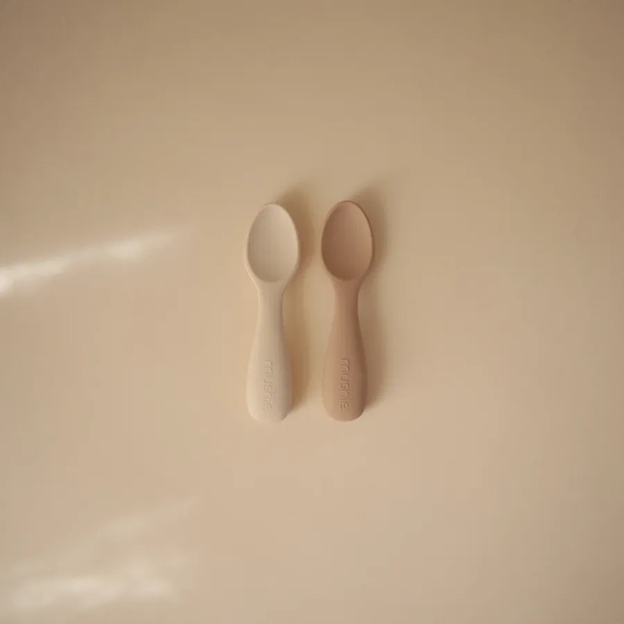 Lingurițe scurte din silicon, set de 2 bucăți, natural/shifting sand