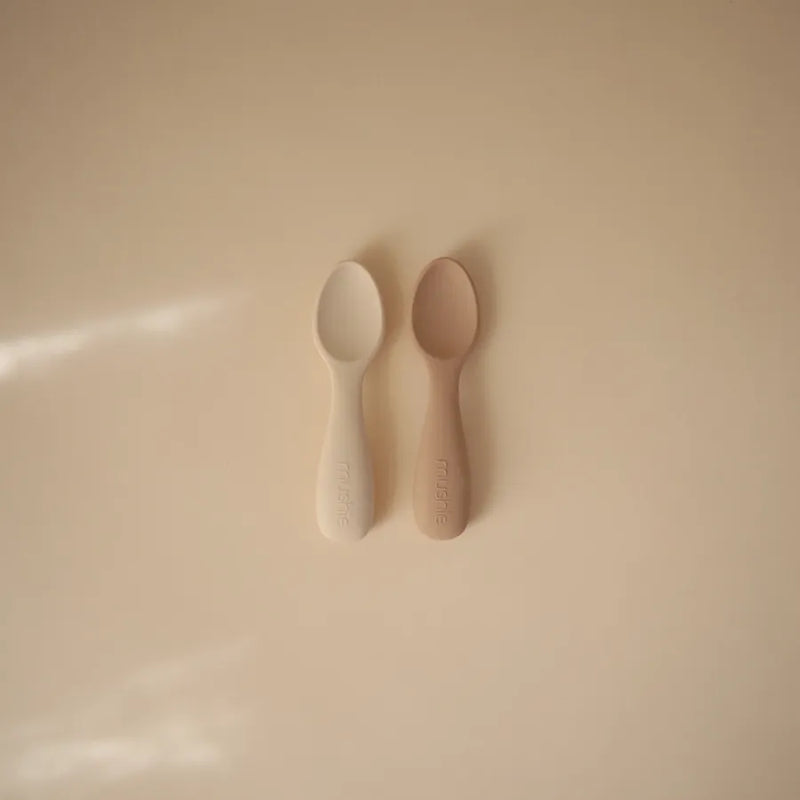 Lingurițe scurte din silicon, set de 2 bucăți, natural/shifting sand
