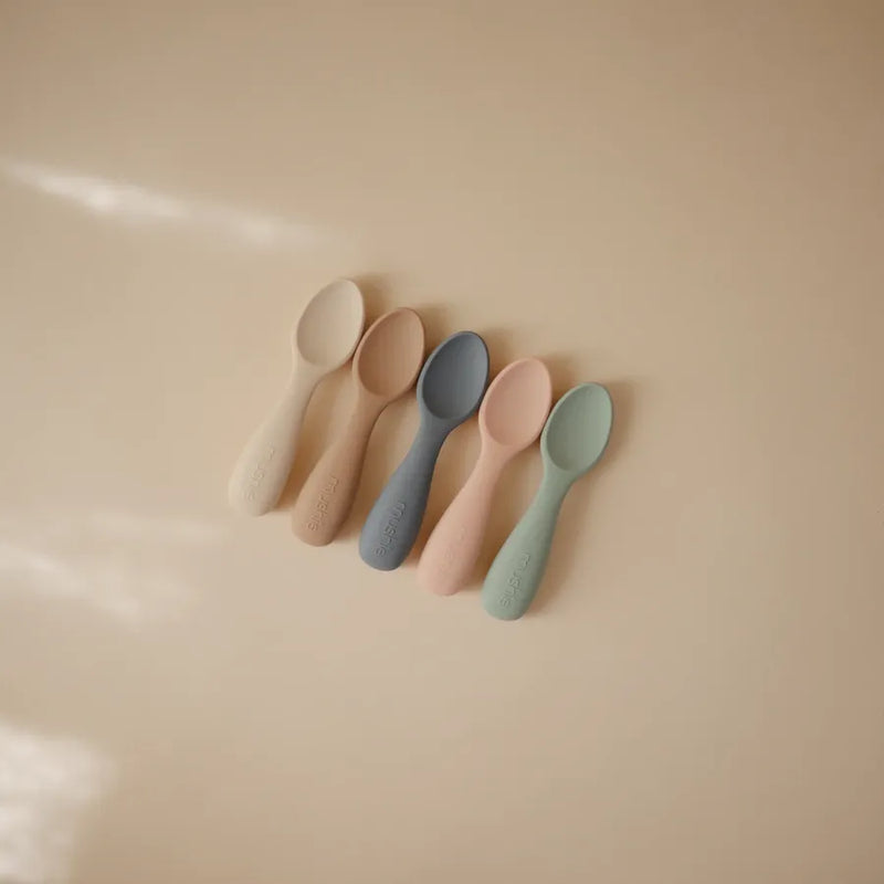 Lingurițe scurte din silicon, set de 2 bucăți, natural/shifting sand