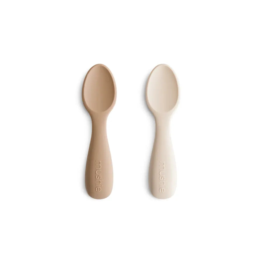 Lingurițe scurte din silicon, set de 2 bucăți, natural/shifting sand