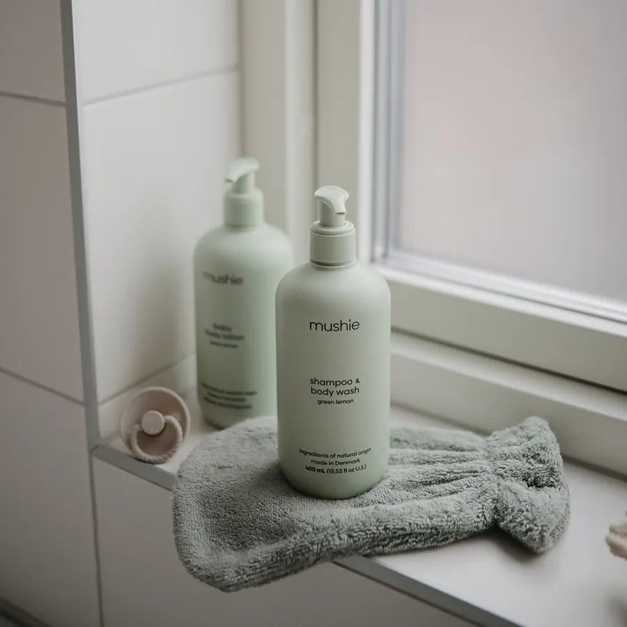 Mănuși pentru baie din bumbac organic, set de 2 bucăți, moss