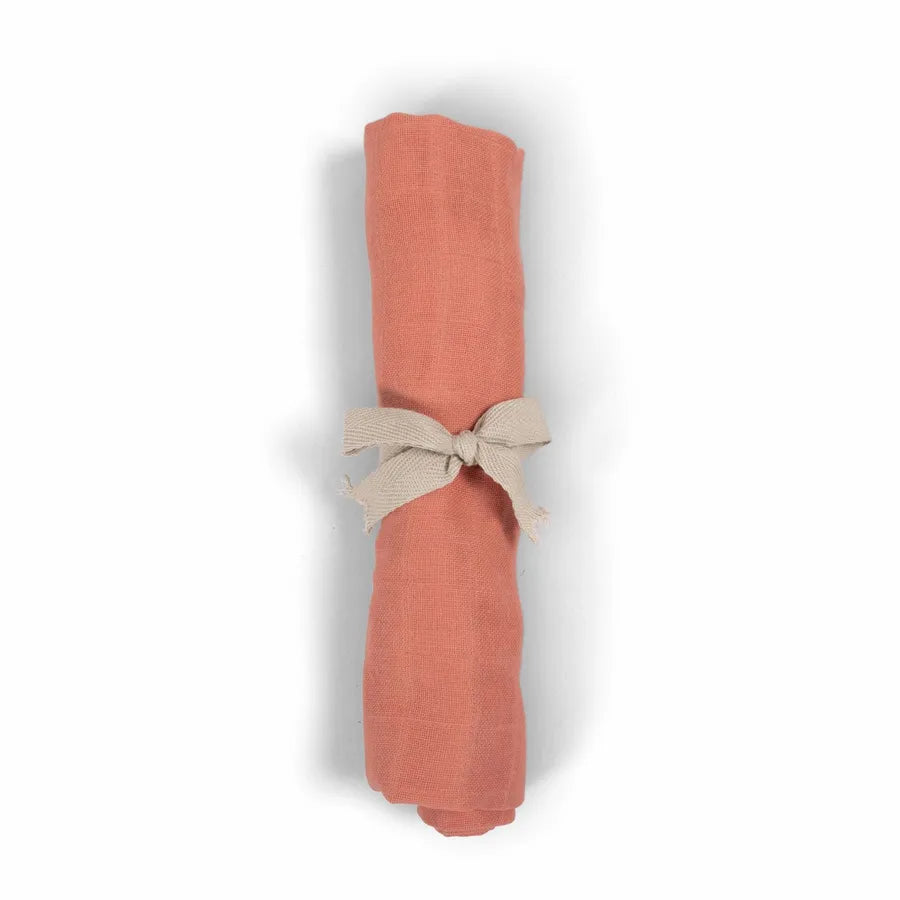 Muselină din bumbac organic, coral, 65 x 65 cm