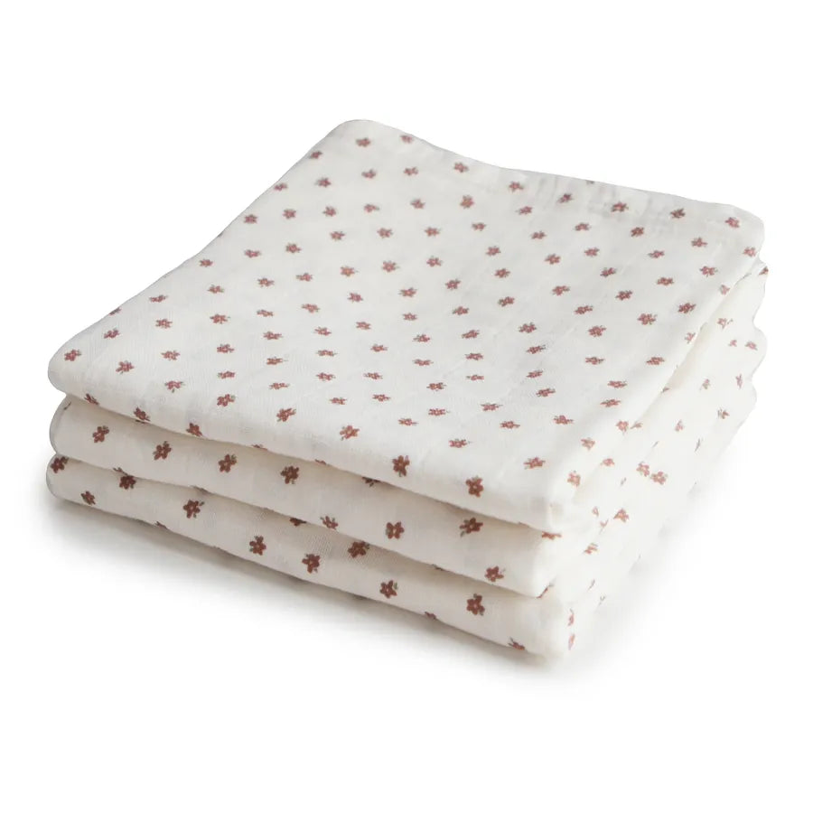 Museline din bumbac organic, set de 3 bucăți, 59 x 59 cm, bloom