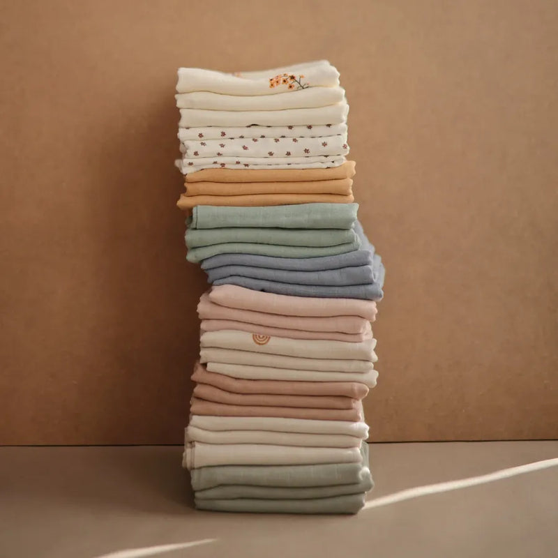 Museline din bumbac organic, set de 3 bucăți, 59 x 59 cm, blush