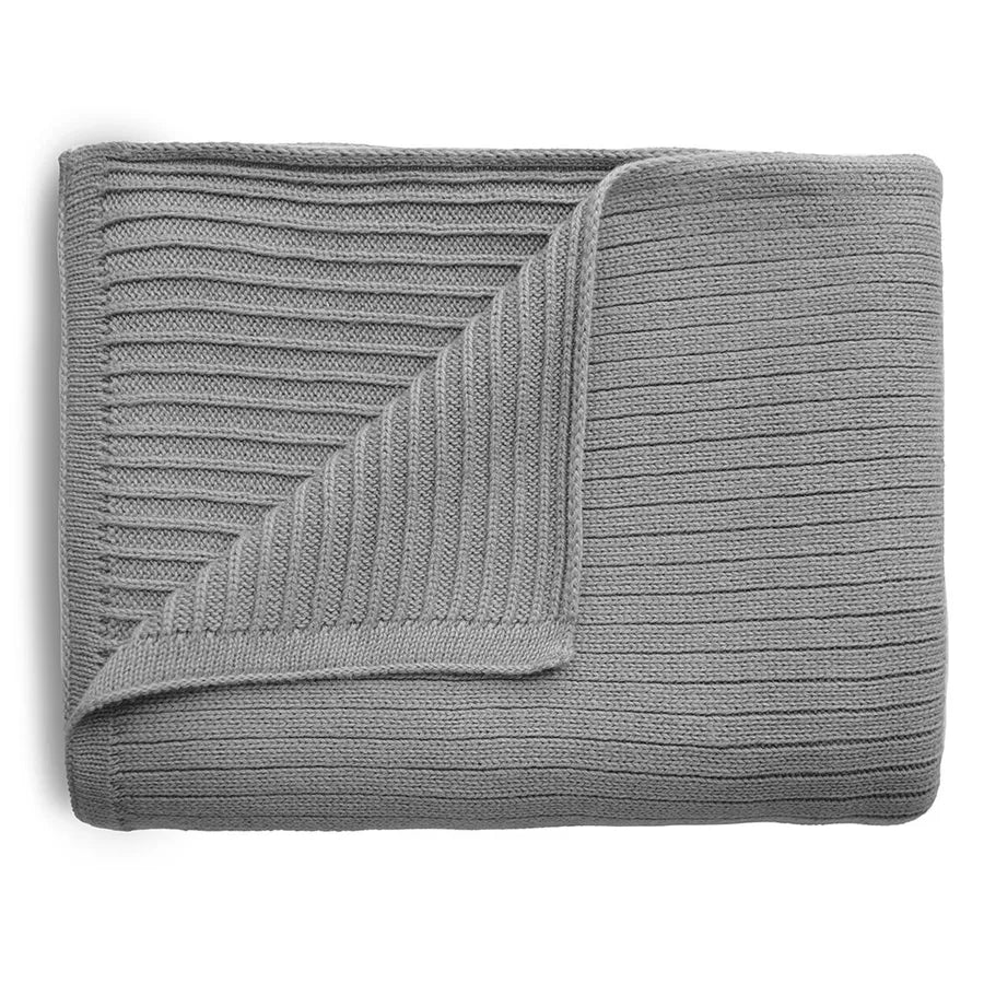 Pătură din bumbac organic, 80 x 100 cm, ribbed gray melange