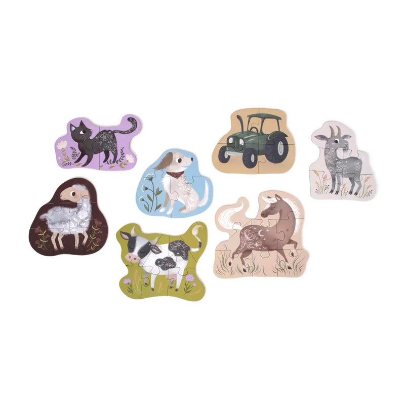Puzzle din carton, set de 7 bucăți, farm animals