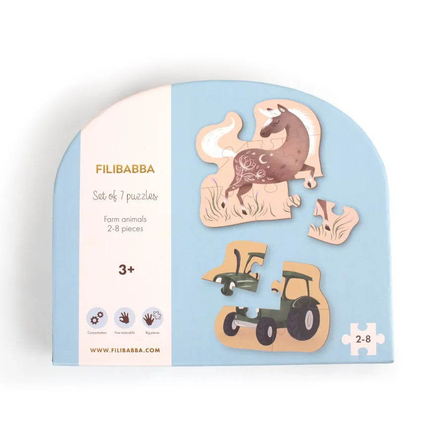 Puzzle din carton, set de 7 bucăți, farm animals