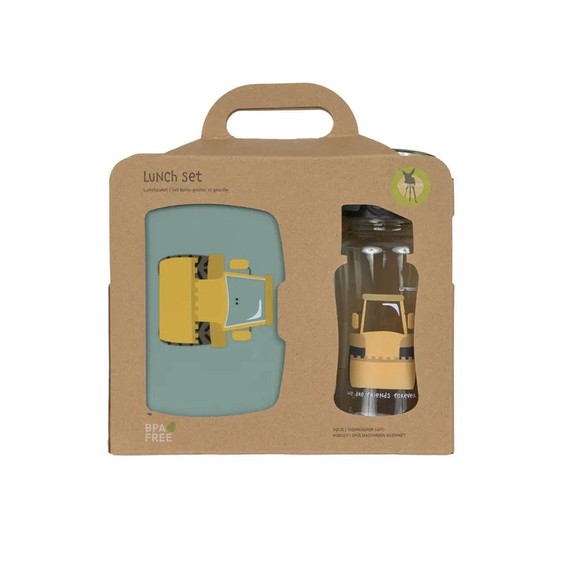 Set cutie de prânz și sticlă din tritan, tiny drivers, excavator