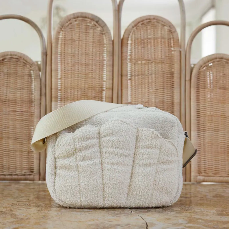 Geantă pentru cărucior, Crossbody, white boucle