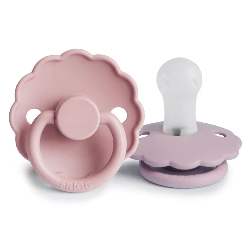 Suzete din silicon Daisy, set de 2 bucăți, baby pink/soft lilac