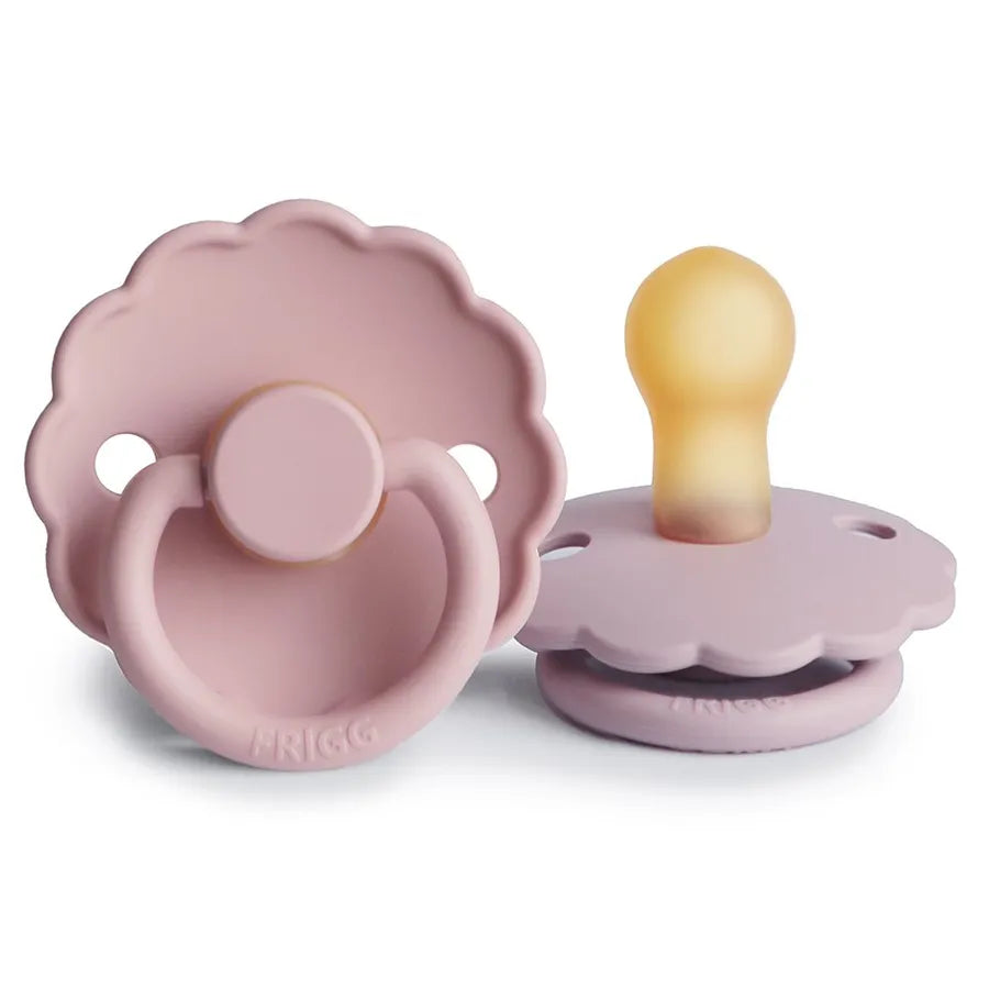 Suzete din cauciuc natural Daisy, set de 2 bucăți, baby pink/soft lilac