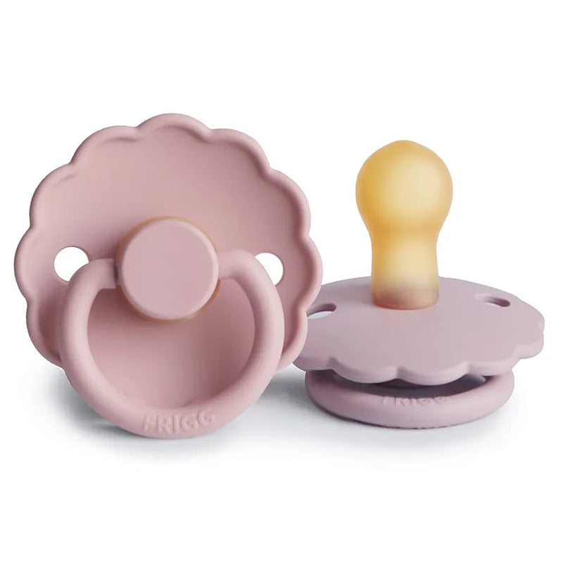 Suzete din cauciuc natural Daisy, set de 2 bucăți, baby pink/soft lilac
