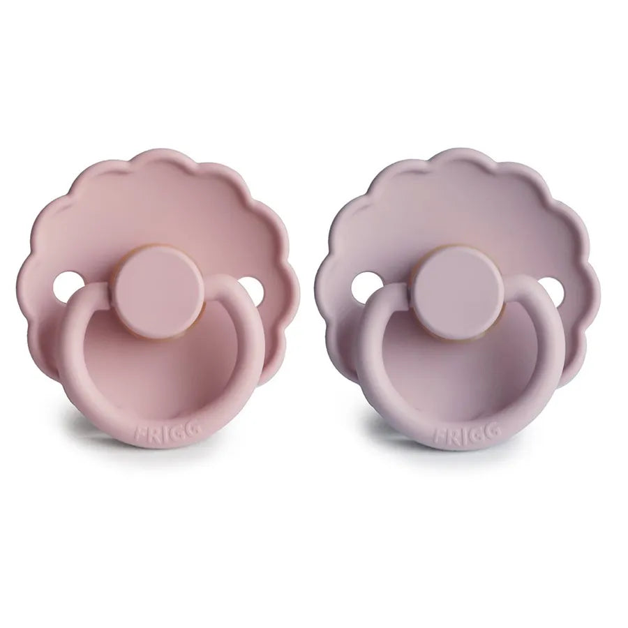 Suzete din cauciuc natural Daisy, set de 2 bucăți, baby pink/soft lilac