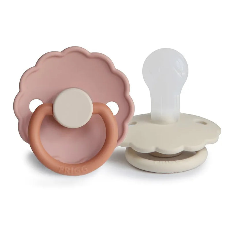 Suzete din silicon Daisy, set de 2 bucăți, biscuit/cream