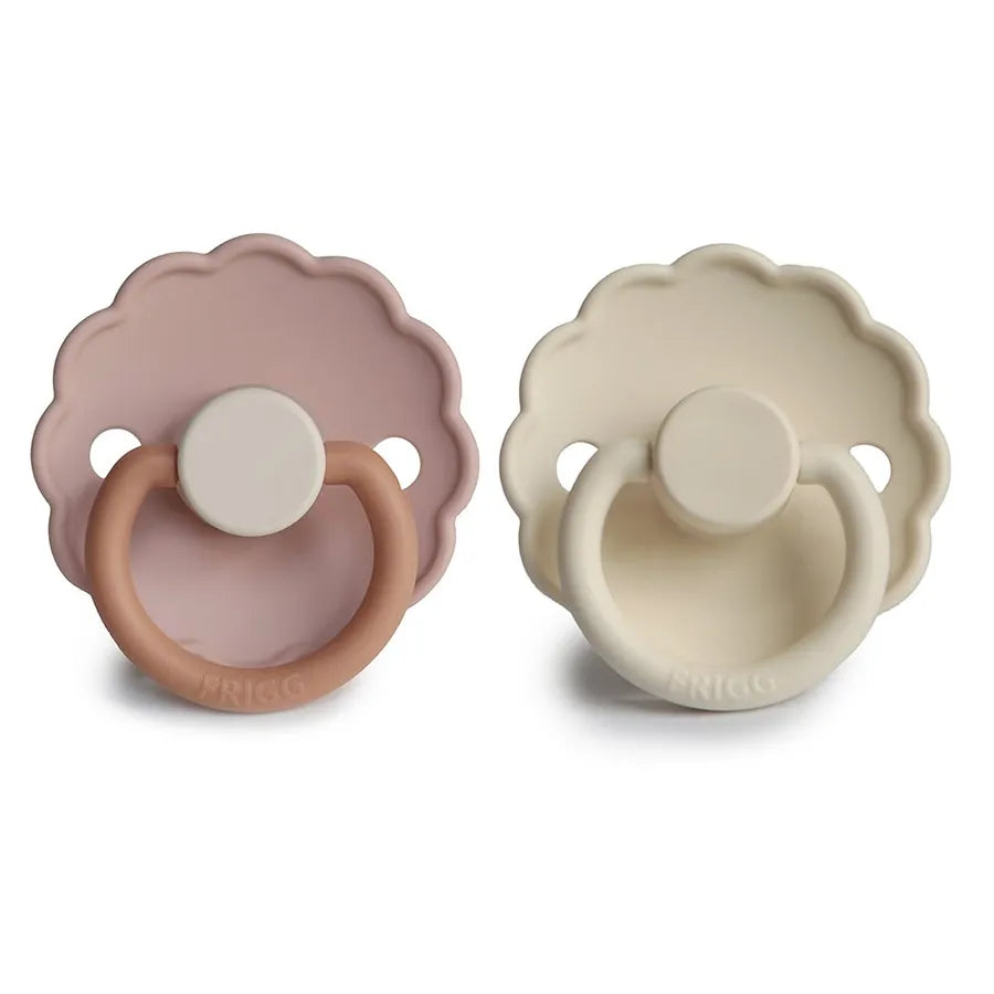 Suzete din silicon Daisy, set de 2 bucăți, biscuit/cream