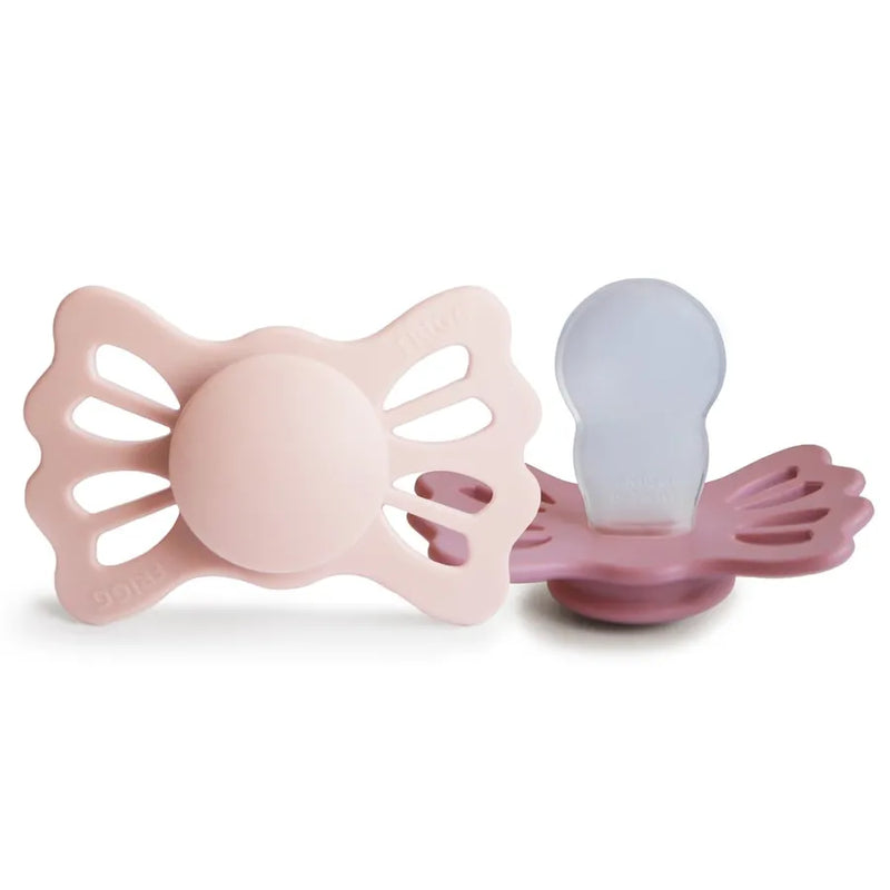Suzete simetrice din silicon Lucky, set de 2 bucăți, blush/cedar