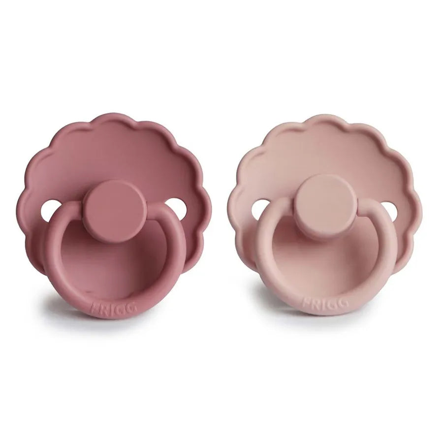 Suzete din silicon Daisy, set de 2 bucăți, blush/cedar