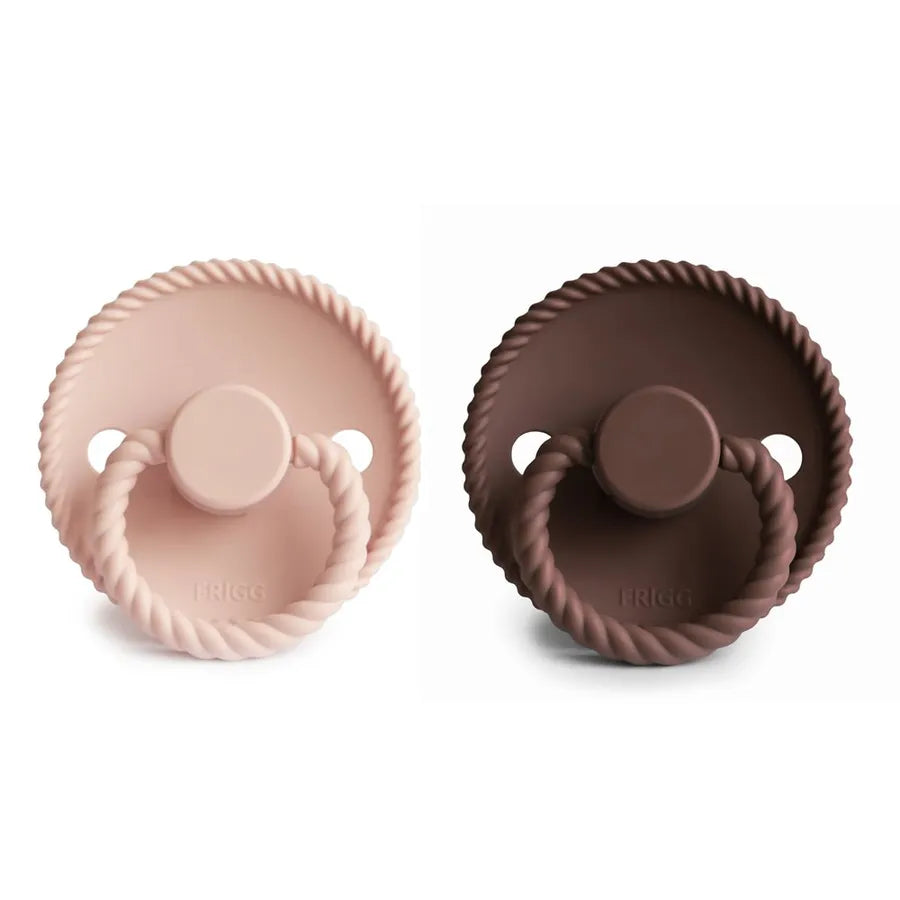 Suzete din silicon Rope, set de 2 bucăți, blush/cocoa