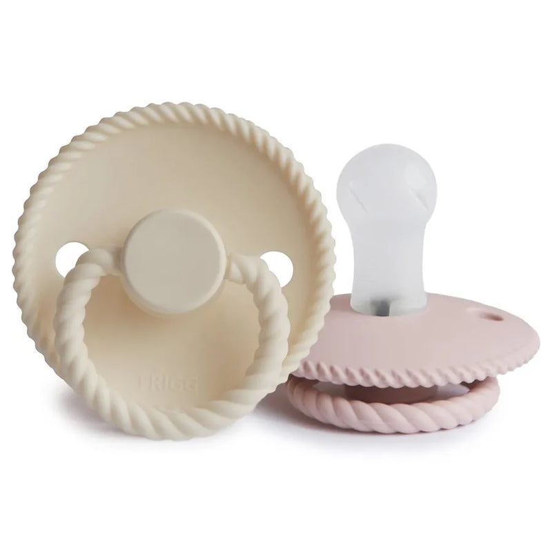 Suzete din silicon Rope, set de 2 bucăți, blush/cream