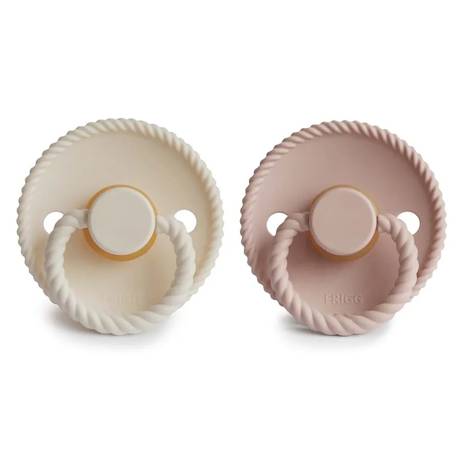 Suzete din cauciuc natural Rope, set de 2 bucăți, blush/cream