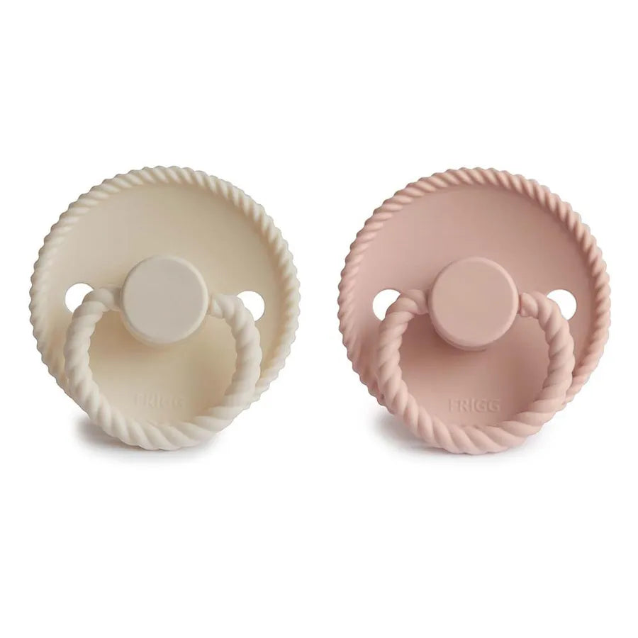 Suzete din silicon Rope, set de 2 bucăți, blush/cream