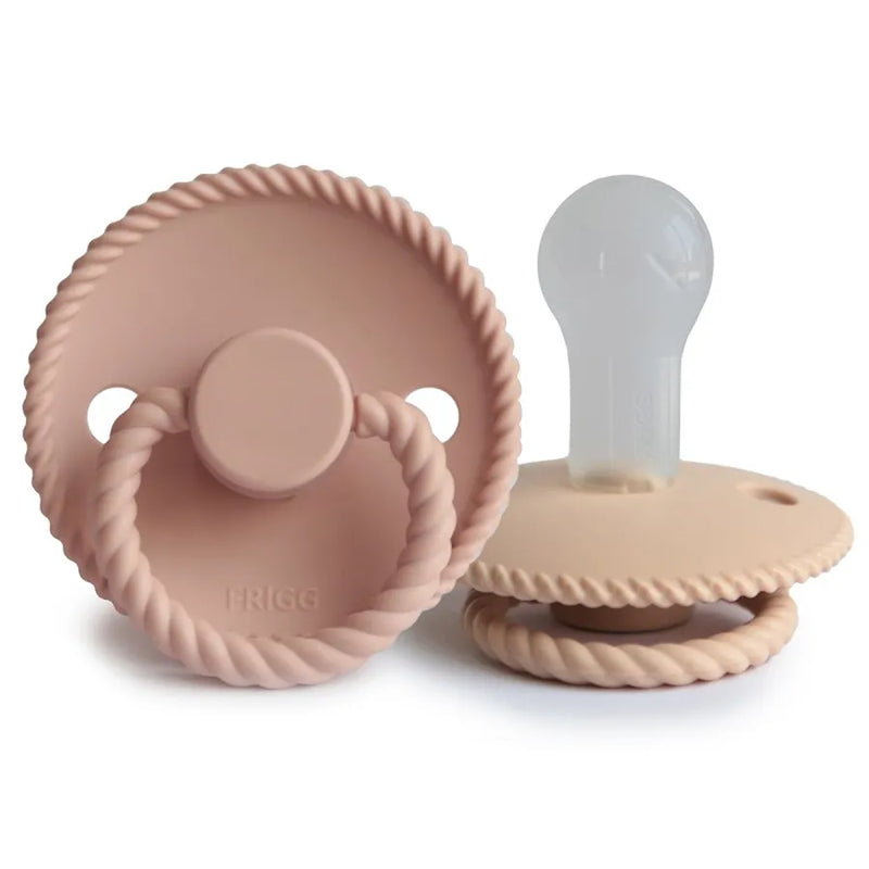 Suzete din silicon Rope, set de 2 bucăți, blush/croissant