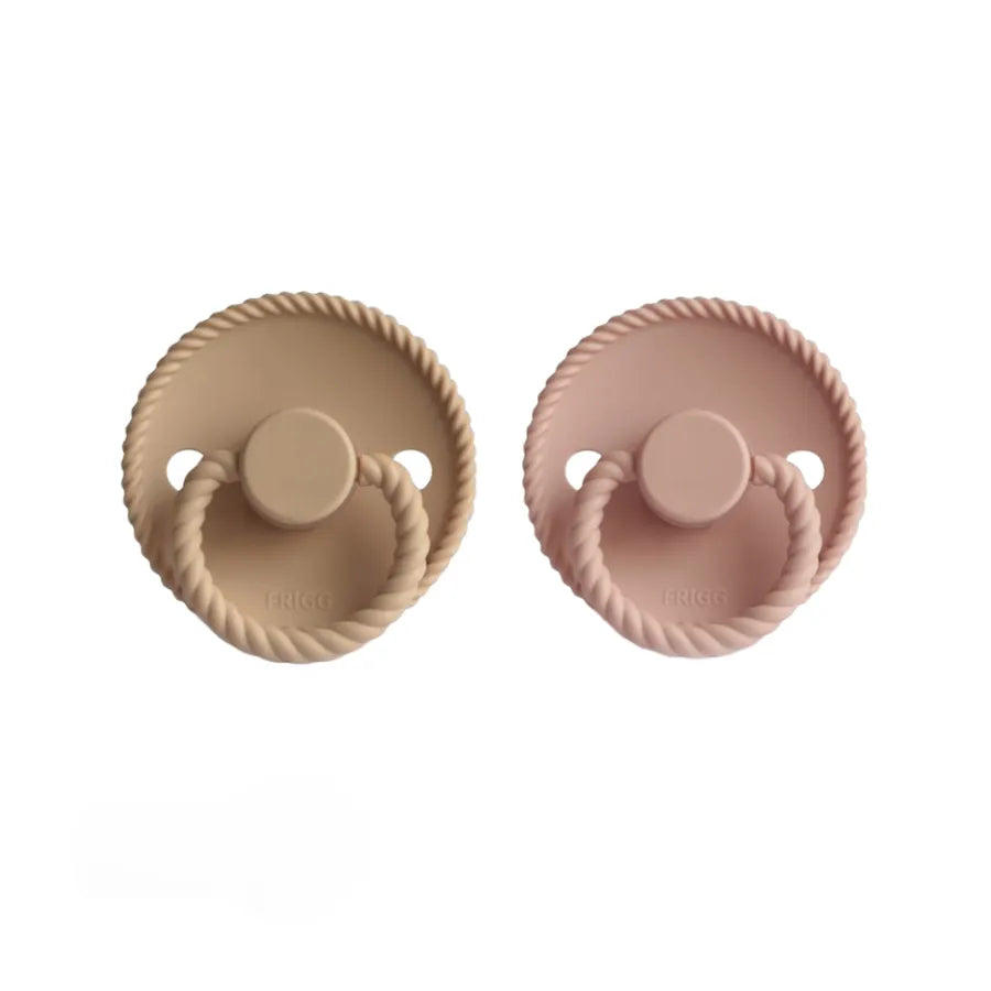 Suzete din silicon Rope, set de 2 bucăți, blush/croissant