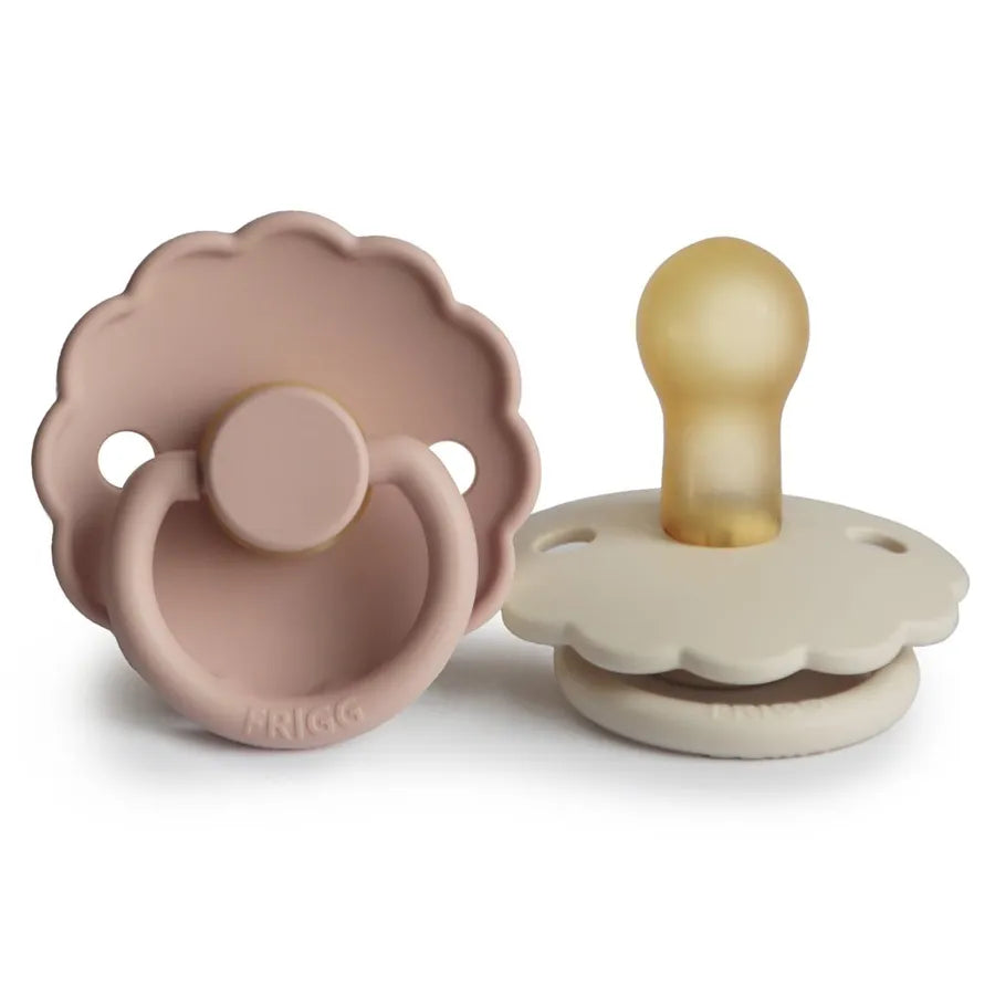 Suzete din cauciuc natural Daisy, set de 2 bucăți, blush/cream