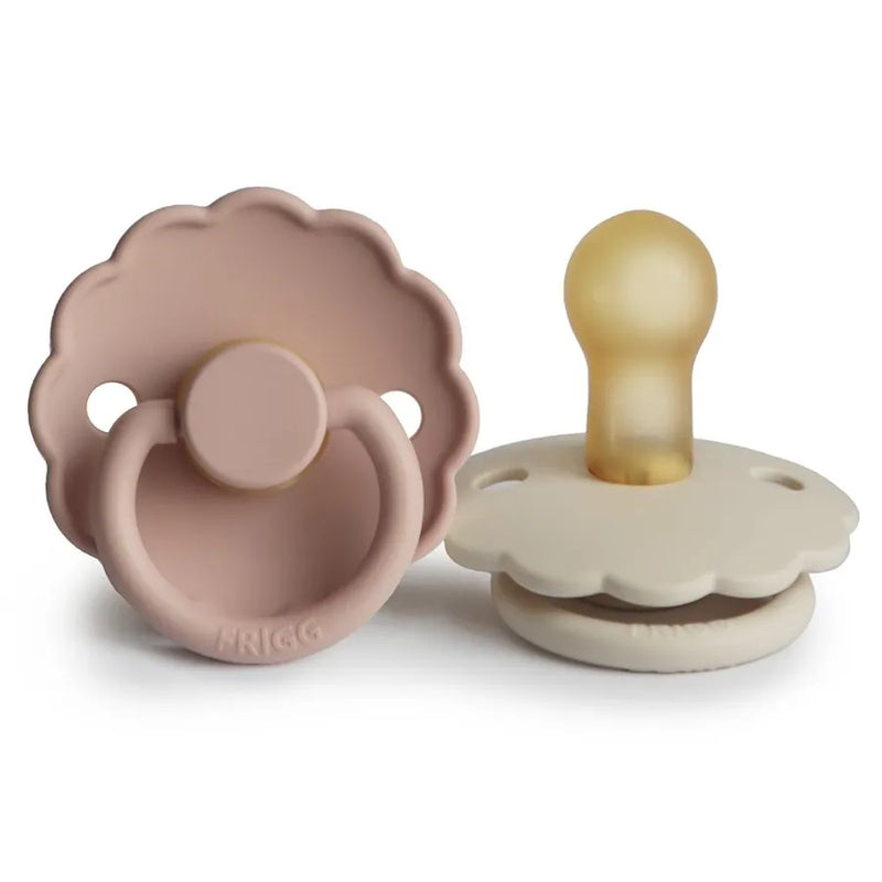 Suzete din cauciuc natural Daisy, set de 2 bucăți, blush/cream