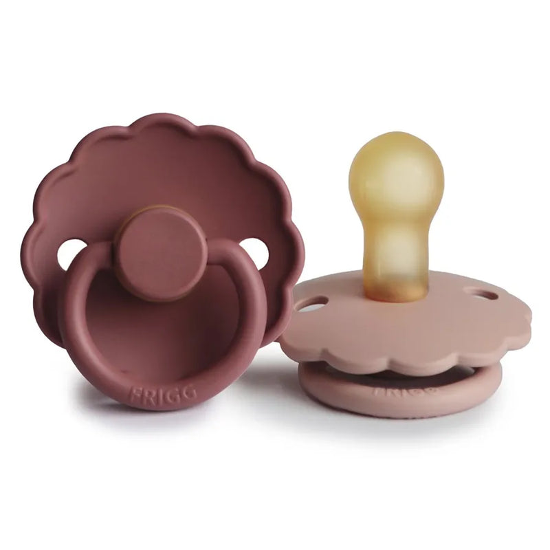 Suzete din cauciuc natural Daisy, set de 2 bucăți, blush/woodchuck
