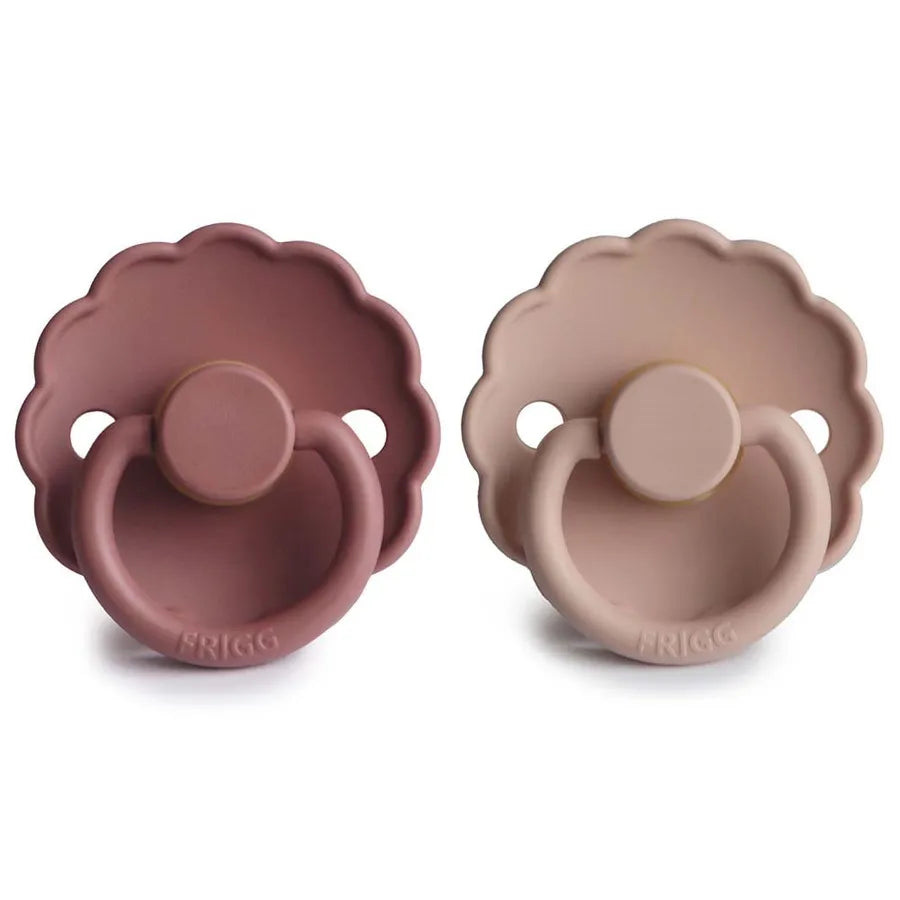 Suzete din cauciuc natural Daisy, set de 2 bucăți, blush/woodchuck