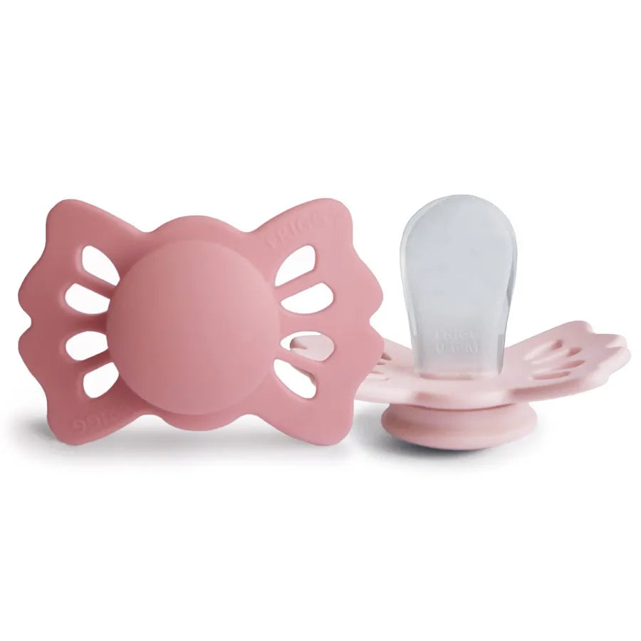 Suzete simetrice din silicon Lucky, set de 2 bucăți, cedar/baby pink