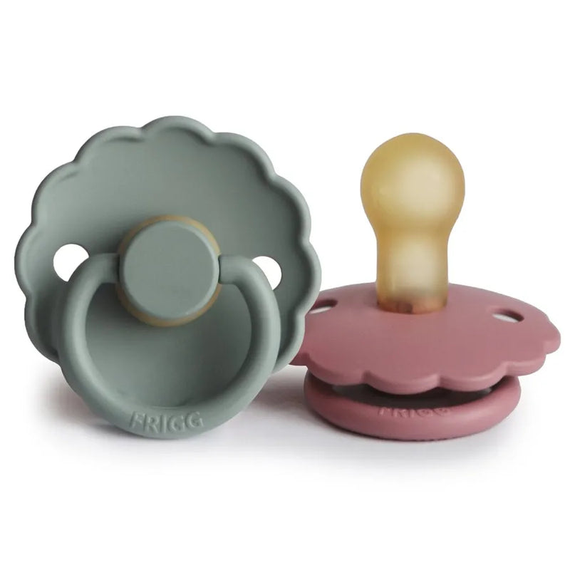 Suzete din cauciuc natural Daisy, set de 2 bucăți, cedar/lily pad