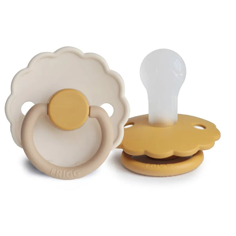 Suzete din silicon Daisy, set de 2 bucăți, chamomile/honey gold