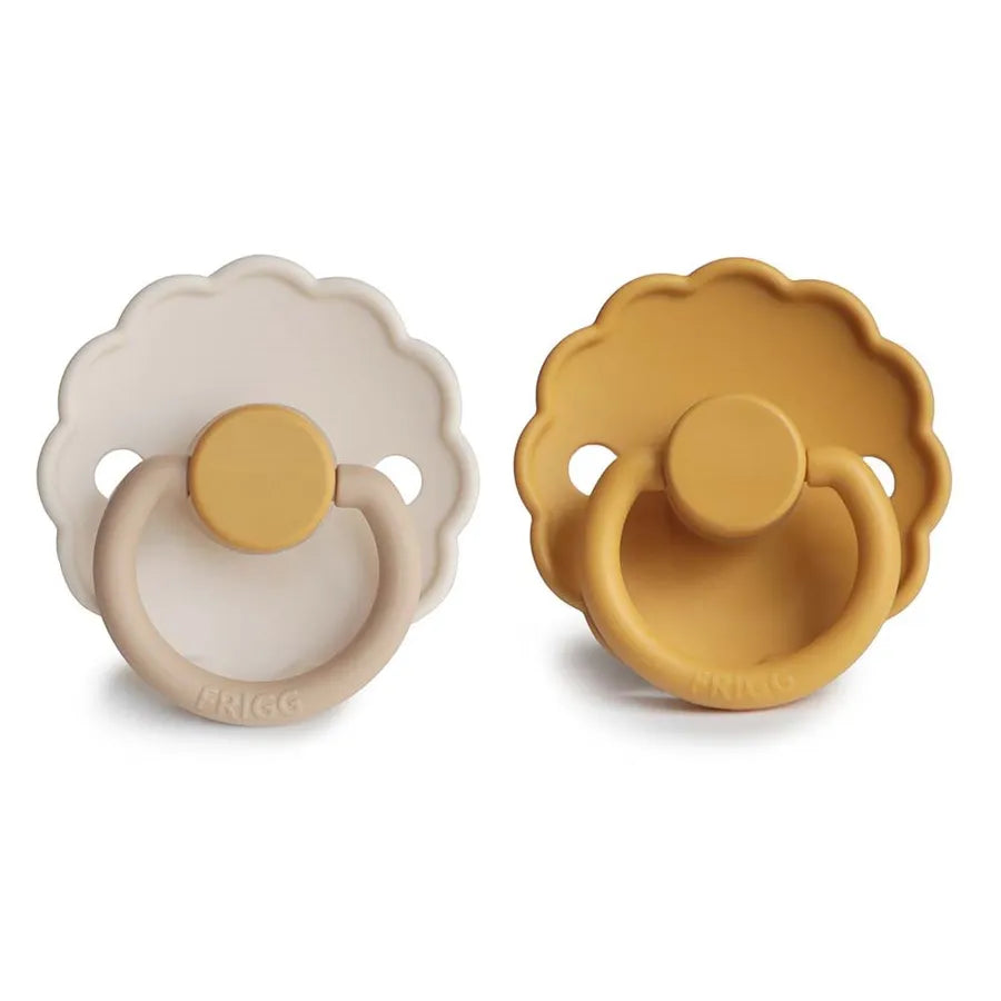 Suzete din silicon Daisy, set de 2 bucăți, chamomile/honey gold
